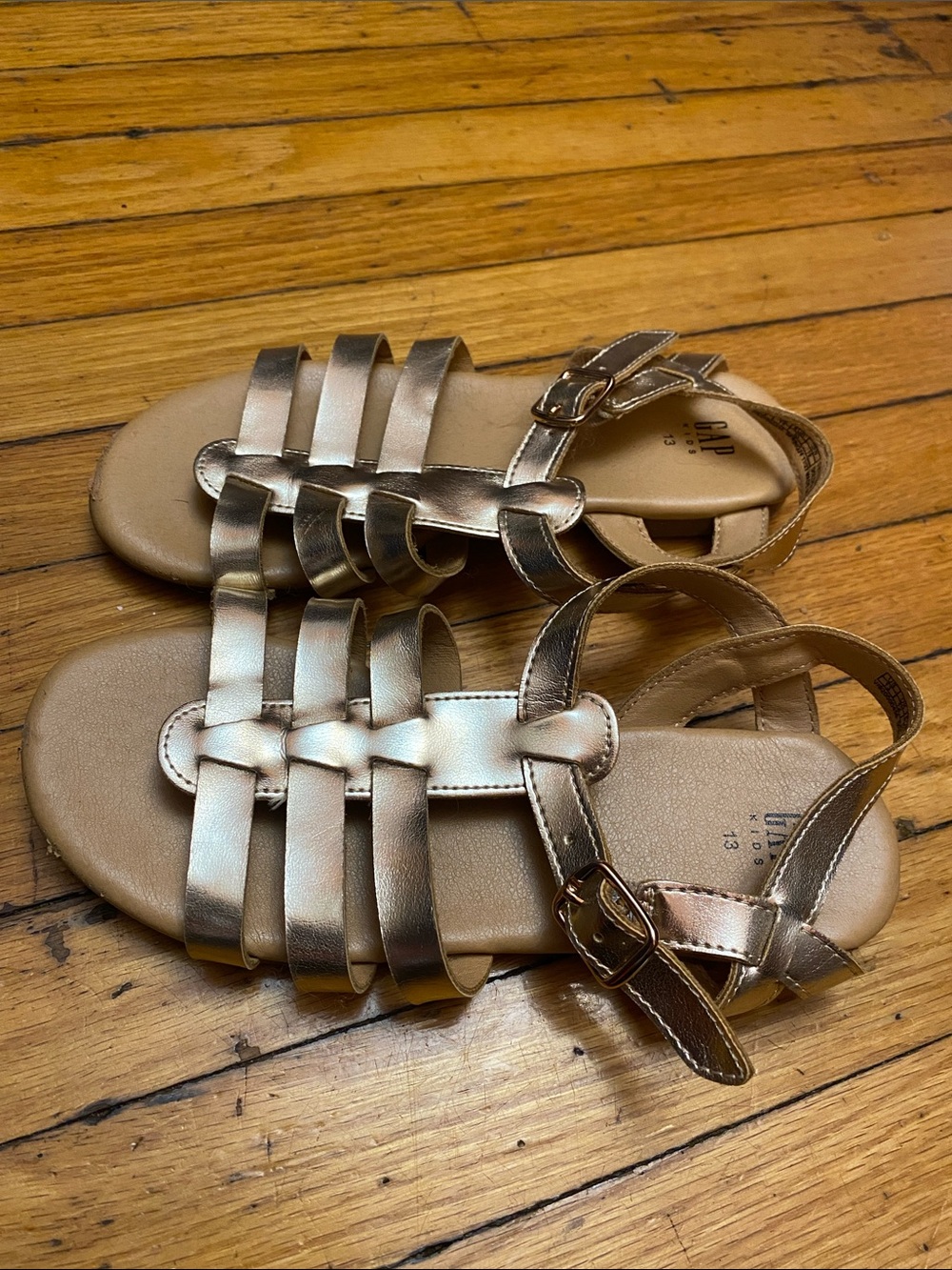 GAP Kids Girls Metallic Rose Gold Strappy Sandals size 13